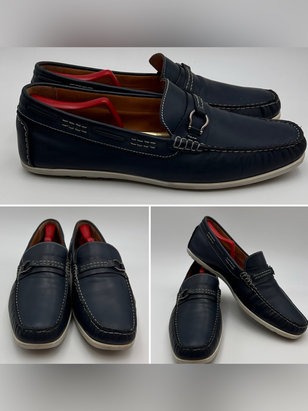 GIORGIO BRUTINI LOAFERS MENS SZ 13 NAVY HORSEBIT SLIP ON CASUAL LEATHER SHOES